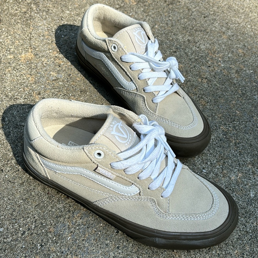 Vans Rowan pop crush pro insole cream suede hardly worn size m 6.5 w 8 gumsoles